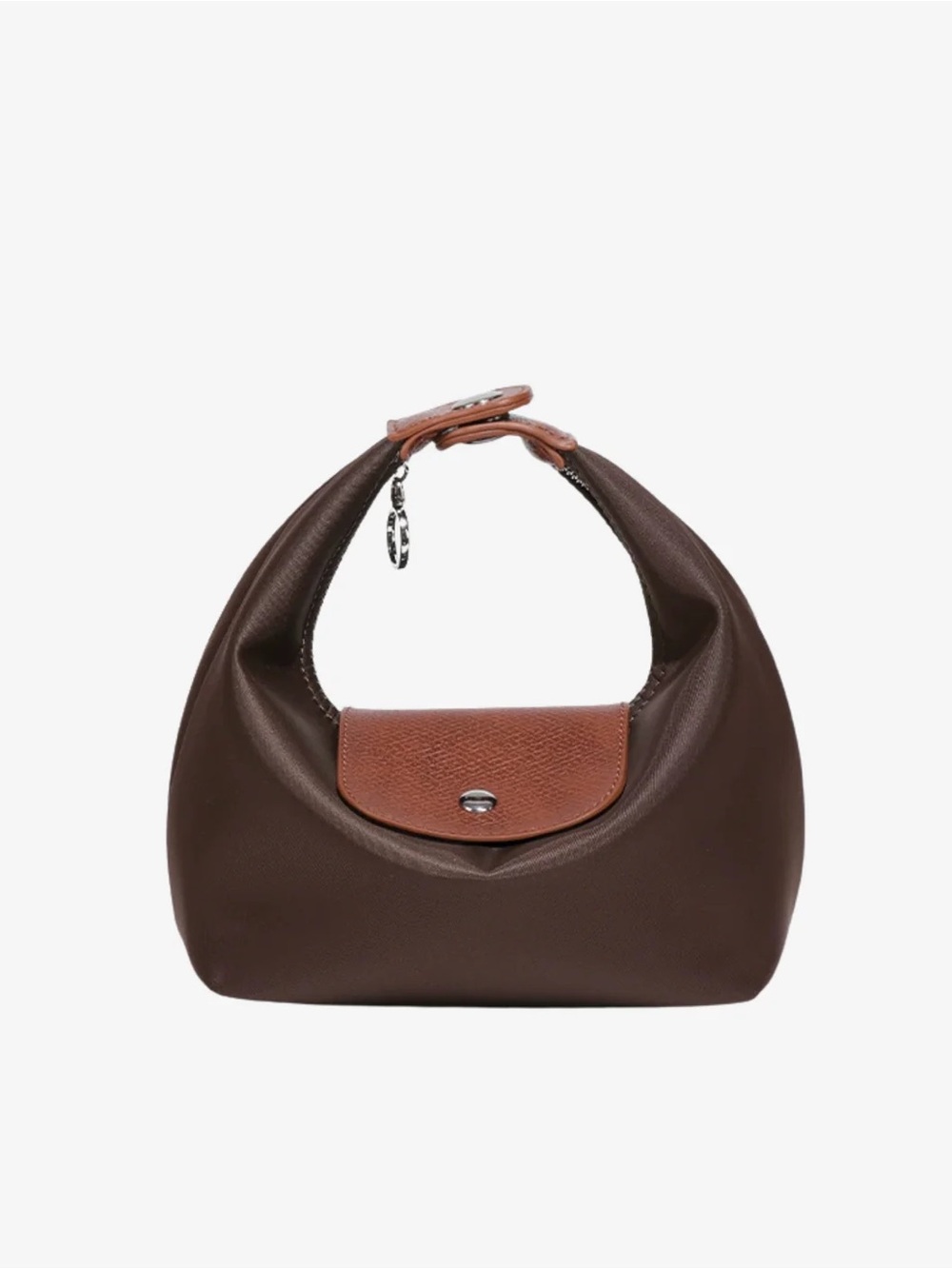 Isavie Lena Crescent Chocolate Brown Shoulder Bag Tan Flap